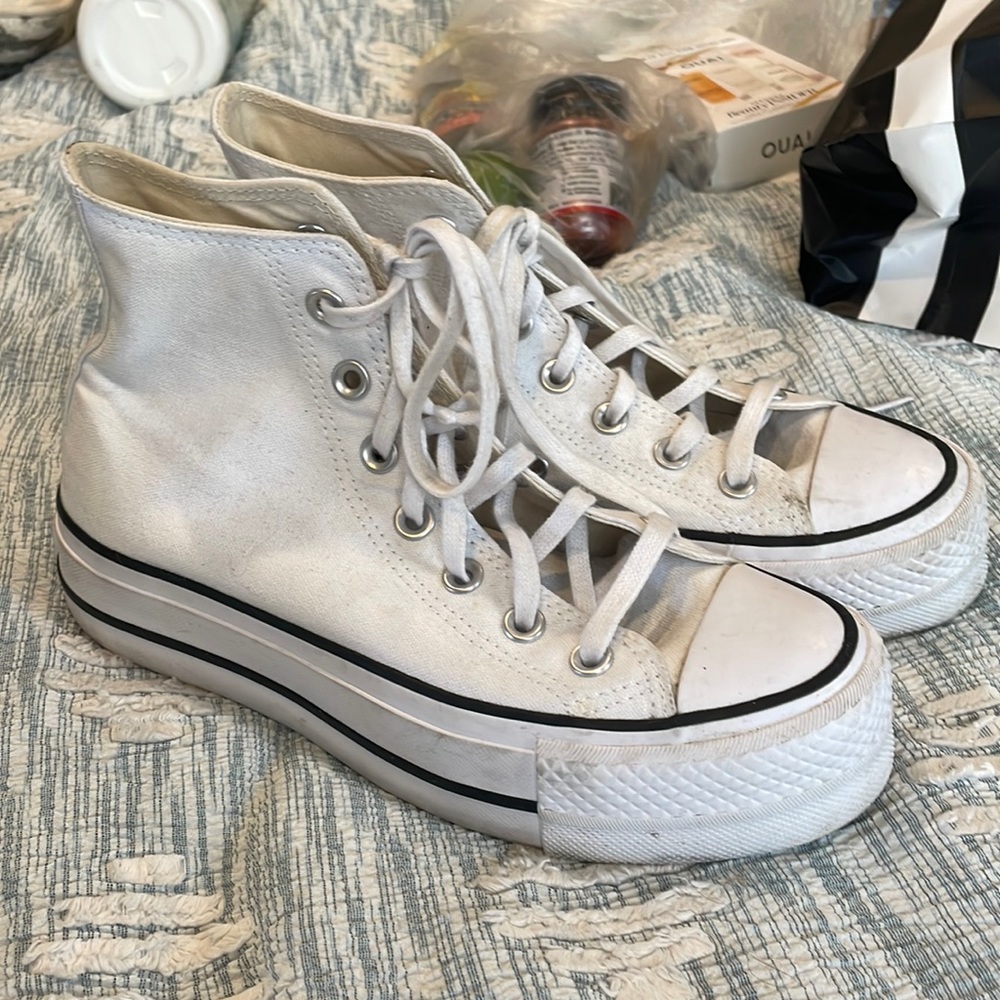 White Platform Converse Size 6